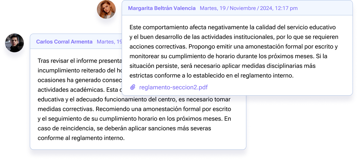 Comparte comentarios y da seguimiento a informes