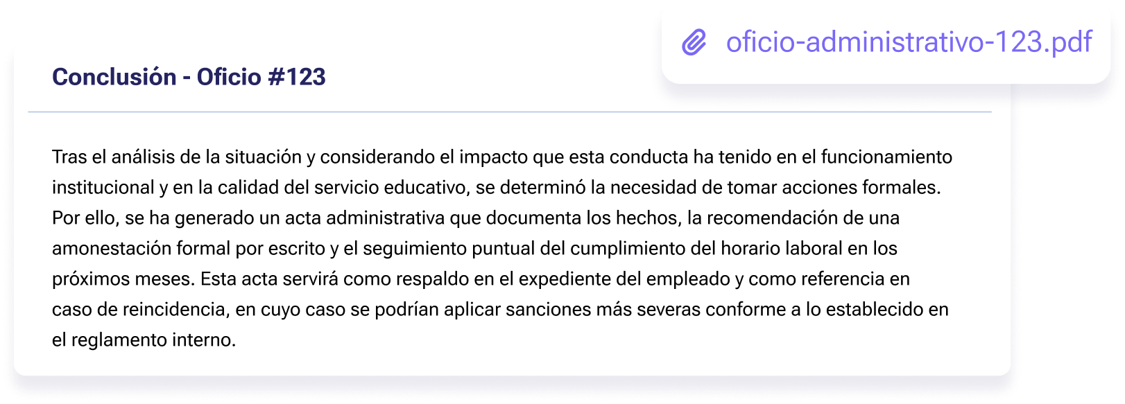 Genera actas administrativas y cierra informes correctamente